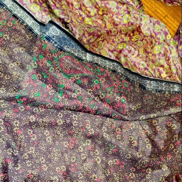 100% Silk Floral Boho Wrap-around Skirt Dress Versatile!  Floral Earthy One Size - Picture 6 of 9